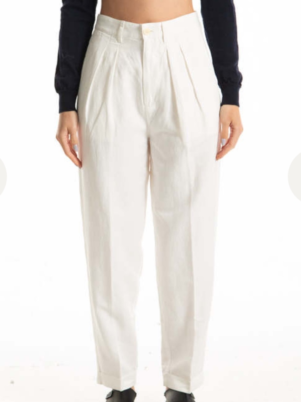 Alex Mill Cream High-Waist Pleated pant linen blend